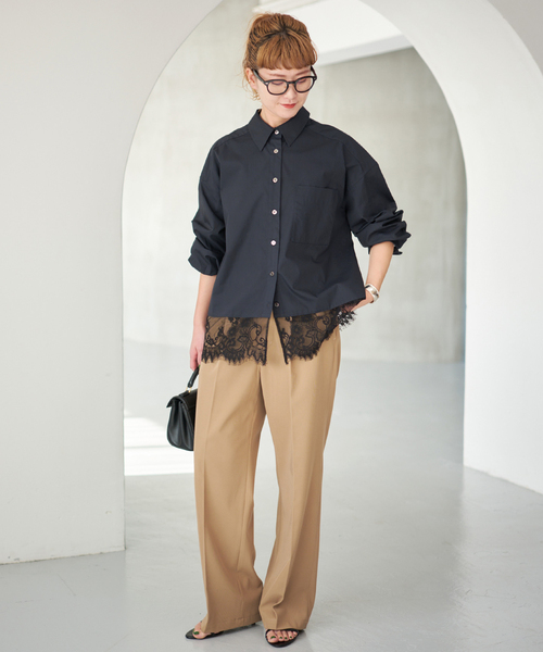 Spick & Span（スピックアンドスパン）の「《手洗い可 / 追加》レースタイプライターシャツ（シャツ/ブラウス・レディース・ホワイト/ネイビー・FREE）」の22枚目の写真