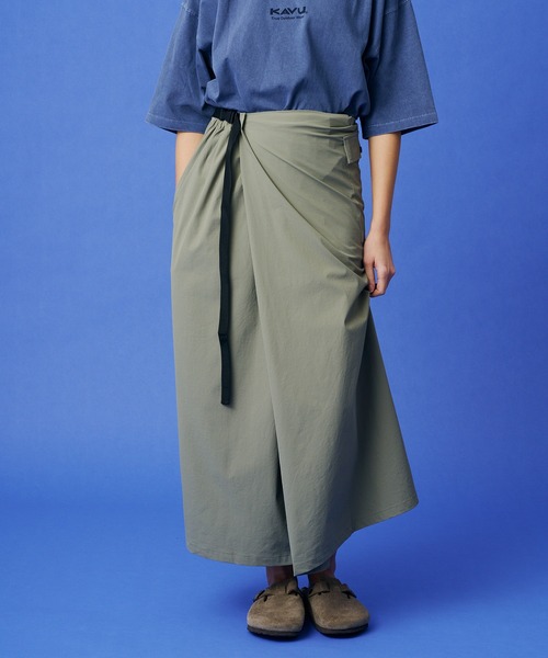 KAVU(カブー)の「KAVU/カブー Wrap skirt/ラップスカート(スカート・レディース・ネイビー/オリーブ/サンドグレー・ONE SIZE)」の2枚目の写真