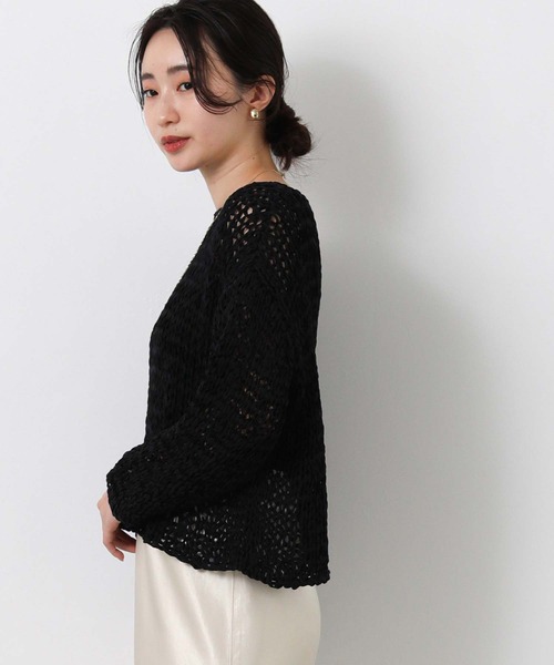 Gready Brilliant(グレディブリリアン)の「テープヤーンハンドボートネックニット(ニット/セーター・レディース・オフホワイト/ブラック/ベージュ・FREE)」の17枚目の写真