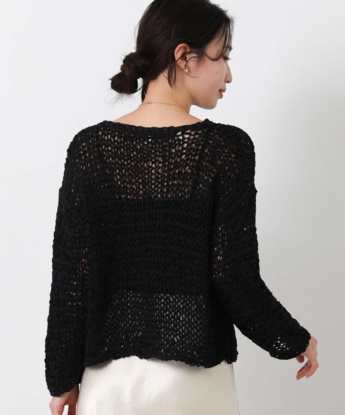 Gready Brilliant(グレディブリリアン)の「テープヤーンハンドボートネックニット(ニット/セーター・レディース・オフホワイト/ブラック/ベージュ・FREE)」の18枚目の写真