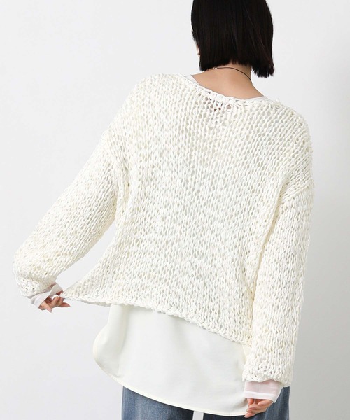 Gready Brilliant(グレディブリリアン)の「テープヤーンハンドボートネックニット(ニット/セーター・レディース・オフホワイト/ブラック/ベージュ・FREE)」の10枚目の写真