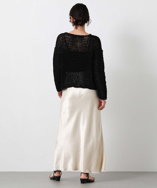 Gready Brilliant(グレディブリリアン)の「テープヤーンハンドボートネックニット(ニット/セーター・レディース・オフホワイト/ブラック/ベージュ・FREE)」の14枚目の写真