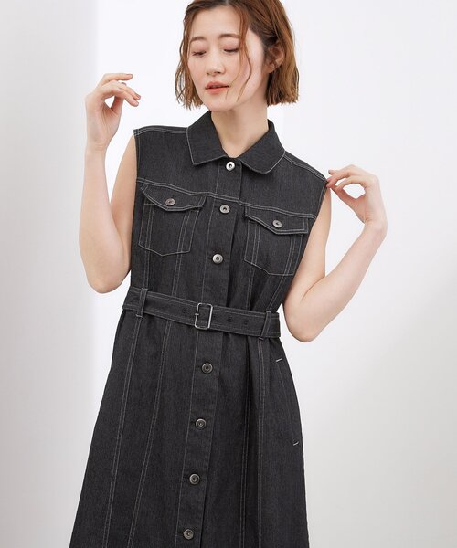 grove(グローブ)の「【貴島明日香さん着用】デニムフレアワンピース(ワンピース・レディース・ネイビー/ブラック・02/01/03/04/05)」の4枚目の写真