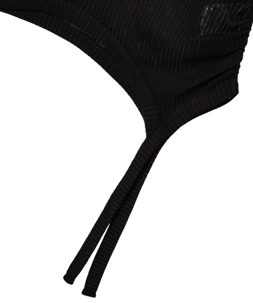 X-girl(エックスガール)の「SHEER SLEEVELESS RIBBED HOODED TOP(タンクトップ・レディース・アッシュ/ブラック・ONE SIZE)」の15枚目の写真