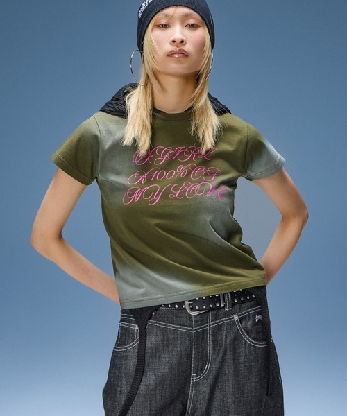 X-girl（エックスガール）の「SHEER SLEEVELESS RIBBED HOODED TOP（タンクトップ・レディース・アッシュ/ブラック・ONE SIZE）」の17枚目の写真