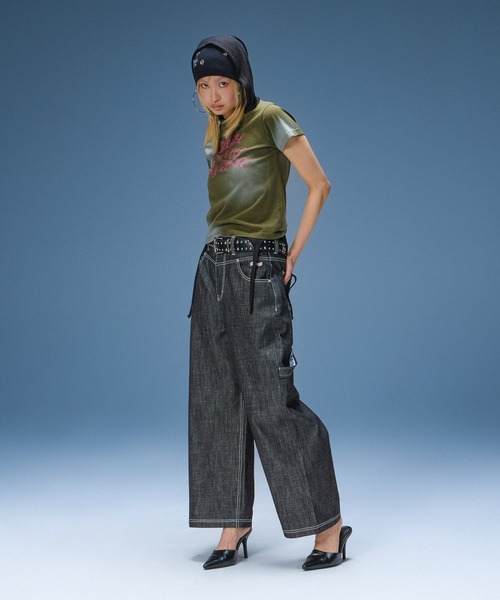 X-girl（エックスガール）の「SHEER SLEEVELESS RIBBED HOODED TOP（タンクトップ・レディース・アッシュ/ブラック・ONE SIZE）」の18枚目の写真