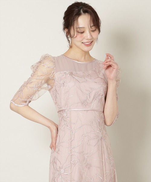 WILLSELECTION(ウィルセレクション)の「刺繍レースアシンメトリーマーメイドワンピース(ドレス・レディース・ピンク/ラベンダー/ブラック・FREE)」の3枚目の写真