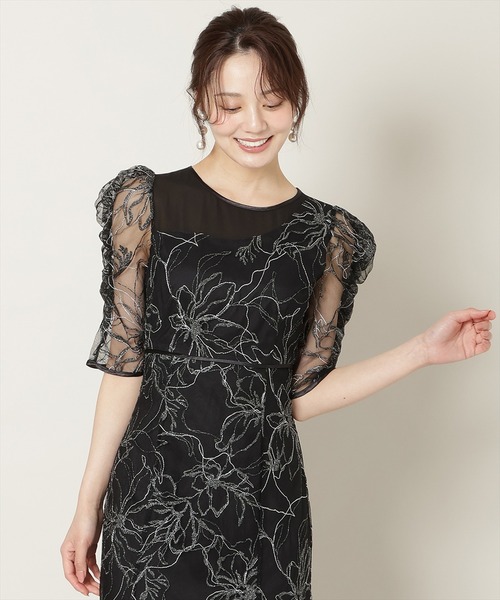 WILLSELECTION(ウィルセレクション)の「刺繍レースアシンメトリーマーメイドワンピース(ドレス・レディース・ピンク/ラベンダー/ブラック・FREE)」の5枚目の写真