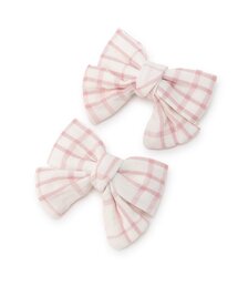 petit main | チェックリボンヘアクリップ2P/L(バレッタ/ヘアクリップ)