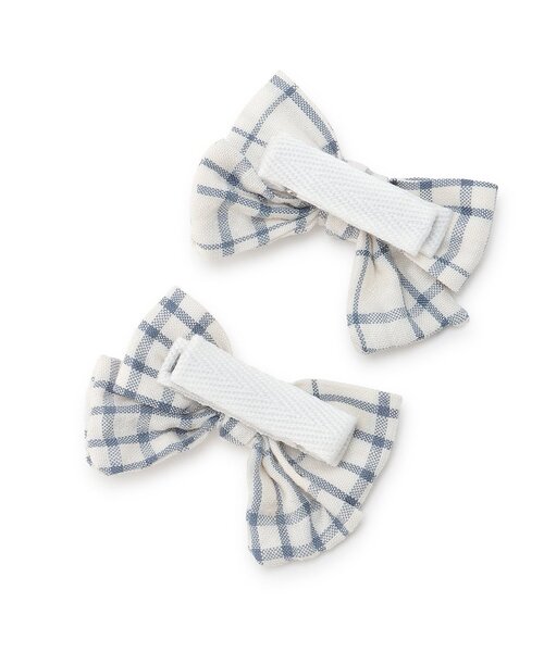 petit main（プティマイン）の「チェックリボンヘアクリップ2P/L（バレッタ/ヘアクリップ・キッズ・ピンク/ブルー・F）」の5枚目の写真