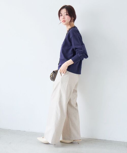 le.coeur blanc（ルクールブラン）の「レースデザインスウェットプルオーバー（スウェット・レディース・ネイビー/グレー・38）」の12枚目の写真