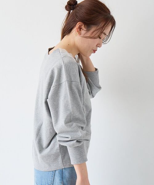 le.coeur blanc（ルクールブラン）の「レースデザインスウェットプルオーバー（スウェット・レディース・ネイビー/グレー・38）」の20枚目の写真