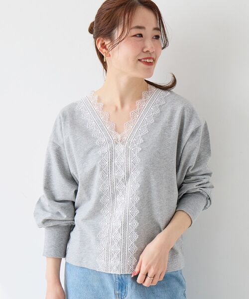 le.coeur blanc（ルクールブラン）の「レースデザインスウェットプルオーバー（スウェット・レディース・ネイビー/グレー・38）」の21枚目の写真