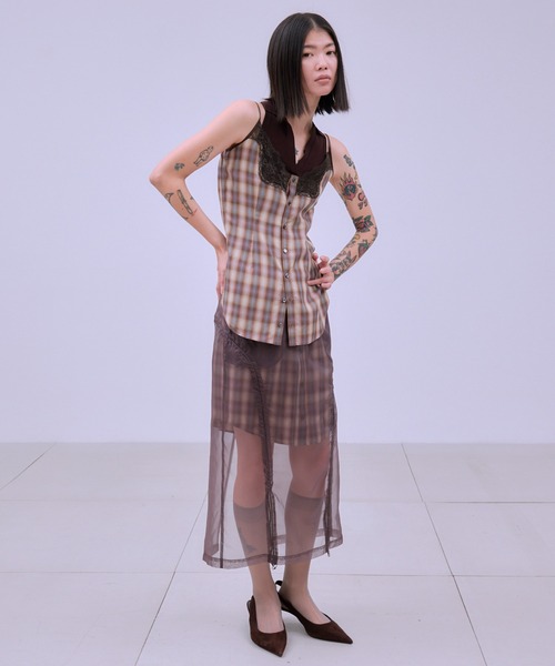 THINGS THAT MATTER（シングス ザット マター）の「CHECK PIPING SHIRT ENSEMBLE / チェック パイピング シャツ アンサンブル（シャツ/ブラウス・レディース・チェック・FREE）」の5枚目の写真