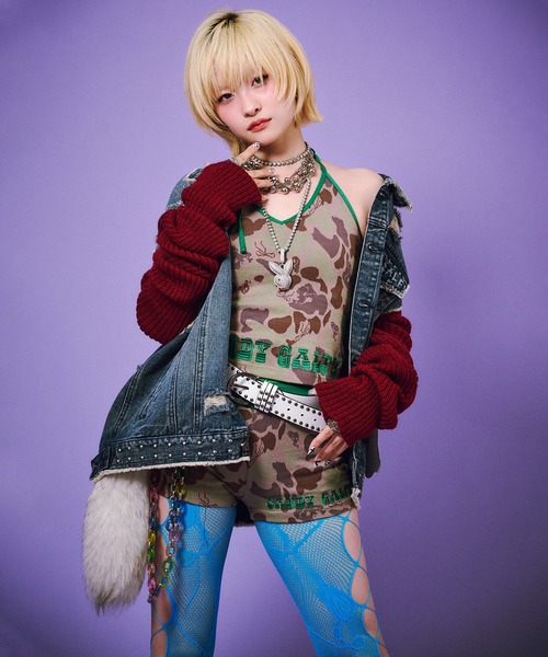 GALFY（ガルフィー）の「GALFY-ハデカモキャミ（キャミソール・レディース・ピンク/カーキ・FREE）」の7枚目の写真