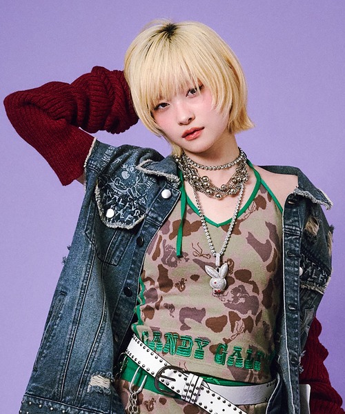 GALFY（ガルフィー）の「GALFY-ハデカモキャミ（キャミソール・レディース・ピンク/カーキ・FREE）」の15枚目の写真