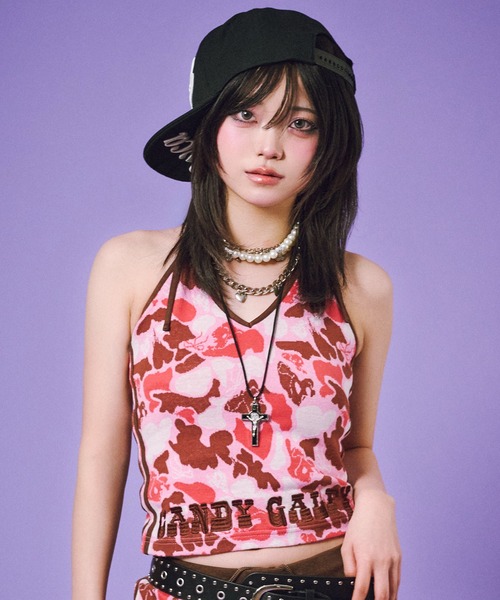 GALFY（ガルフィー）の「GALFY-ハデカモキャミ（キャミソール・レディース・ピンク/カーキ・FREE）」の21枚目の写真