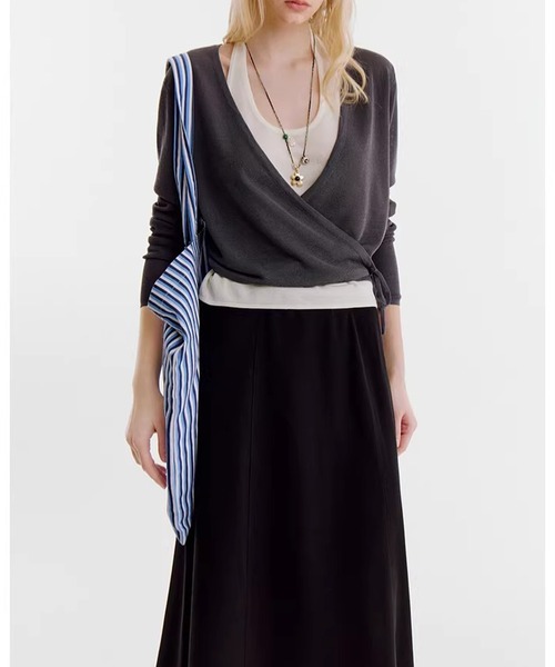 Fano Studios（ファノ ストゥディオズ）の「ドレープ Aライン ミドル丈スカート FX26B167【Fano Studios】【2026SS】（スカート・レディース・ブラック・S/M/L）」の3枚目の写真