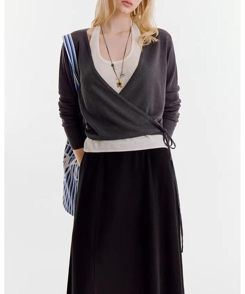 Fano Studios（ファノ ストゥディオズ）の「ドレープ Aライン ミドル丈スカート FX26B167【Fano Studios】【2026SS】（スカート・レディース・ブラック・S/M/L）」の7枚目の写真