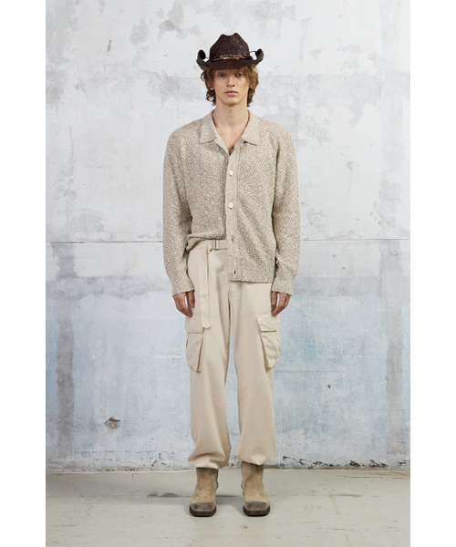 KUME(クメ)の「Men Slub Melange Knitted Cardigan, Beige(ニット/セーター・メンズ・その他・MEDIUM/LARGE)」の2枚目の写真