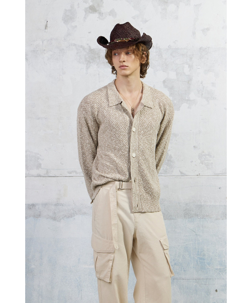 KUME(クメ)の「Men Slub Melange Knitted Cardigan, Beige(ニット/セーター・メンズ・その他・MEDIUM/LARGE)」の5枚目の写真