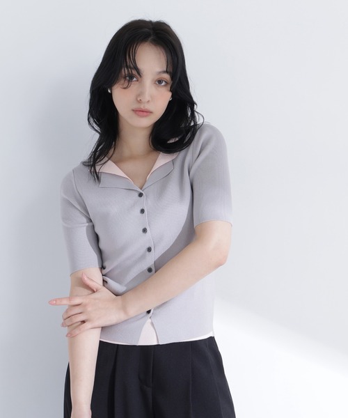 NATURAL BEAUTY BASIC(ナチュラルビューティーベーシック)の「レイヤードライクスキッパーニット(ニット/セーター・レディース・ネイビー系/ブルー系その他2/グレー系その他・FREE)」の7枚目の写真