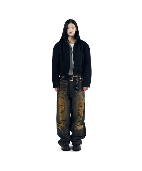 AAKAM(アーカム)の「Destroyed Double Knee Denim Pants (Brown)(デニムパンツ・レディース・その他・1/2)」の5枚目の写真