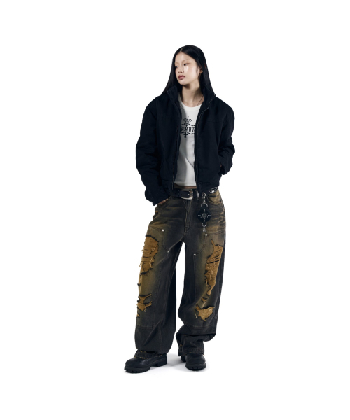AAKAM(アーカム)の「Destroyed Double Knee Denim Pants (Brown)(デニムパンツ・レディース・その他・1/2)」の8枚目の写真