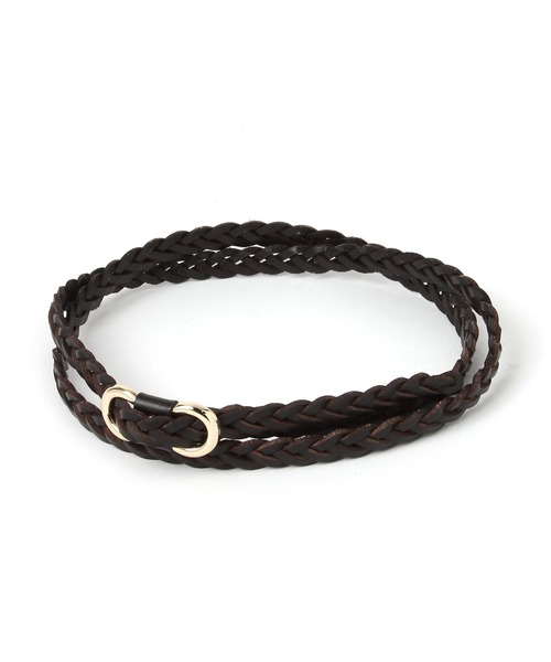 GLOBAL WORK（グローバルワーク）の「ピンレスリアルレザー編み細ベルト/659160（ベルト・レディース・ダークブラウン/ブラック/ブラック系その他・FREE）」の3枚目の写真