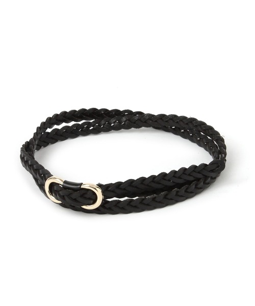 GLOBAL WORK（グローバルワーク）の「ピンレスリアルレザー編み細ベルト/659160（ベルト・レディース・ダークブラウン/ブラック/ブラック系その他・FREE）」の2枚目の写真