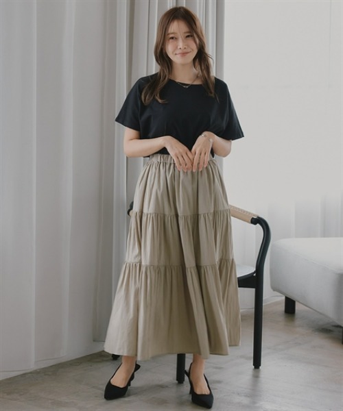 Petitjo(プッチージョ)の「小さいサイズ 3段ティアードスカート 低身長さん・小柄女性(スカート・レディース・チャコールグレー/モスグリーン・PSS/PL/PM/PS)」の15枚目の写真