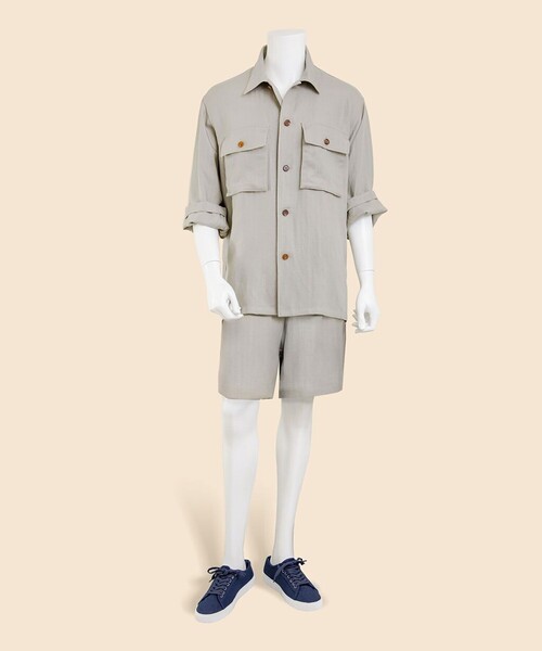 BROOKS BROTHERS(ブルックスブラザーズ)の「リヨセル/リネン ヘリンボーン CPOシャツジャケット(シャツ/ブラウス・メンズ・ネイビー/ベージュ・LARGE/MEDIUM/SMALL/X-LARGE)」の5枚目の写真