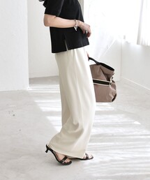 quaranciel（カランシエル）の「quaranciel:〈手洗い可能〉バイアス ストレッチ イージー ワイド パンツ（その他パンツ）」