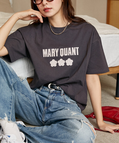 MARY QUANT × PUBLUX/マリークワント ドット柄 刺繍 ロゴ Tシャツ 限定