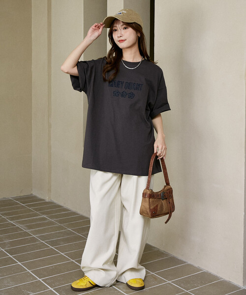 MARY QUANT × PUBLUX/マリークワント ドット柄 刺繍 ロゴ Tシャツ 限定