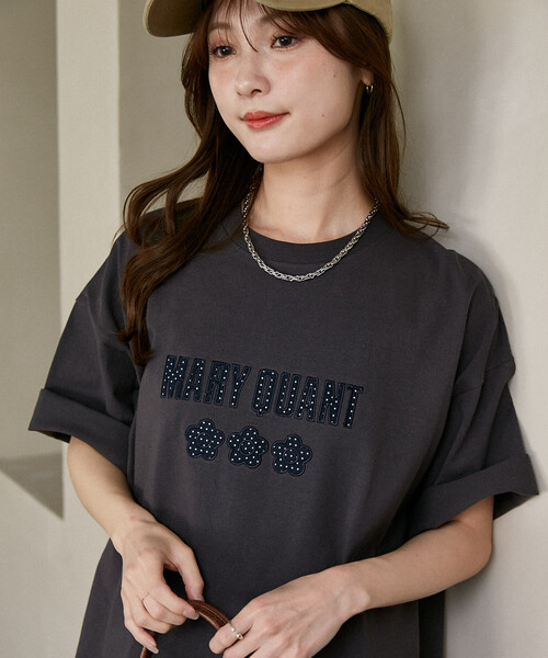 MARY QUANT × PUBLUX/マリークワント ドット柄 刺繍 ロゴ Tシャツ 限定