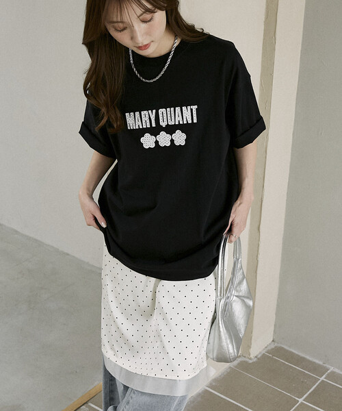 MARY QUANT(マリークワント)の「【待望の再入荷!】MARY QUANT × PUBLUX/マリークワント ドット柄 刺繍 ロゴ Tシャツ 限定展開(Tシャツ/カットソー・レディース・ネイビー/ブラック/チャコールグレー/ダークグレー・MEDIUM/SMALL)」の19枚目の写真
