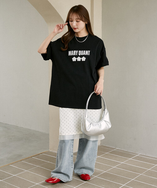 MARY QUANT(マリークワント)の「【待望の再入荷!】MARY QUANT × PUBLUX/マリークワント ドット柄 刺繍 ロゴ Tシャツ 限定展開(Tシャツ/カットソー・レディース・ネイビー/ブラック/チャコールグレー/ダークグレー・MEDIUM/SMALL)」の21枚目の写真
