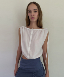 DIAGONAL（ダイアゴナル）の「STRING SLEEVELESS BLOUSE (white)（シャツ/ブラウス）」