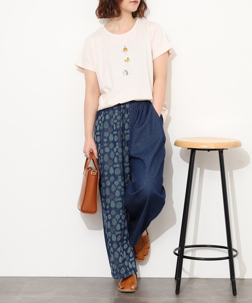 Emago(イマゴ)の「EMAGO プリン刺繍レギュラーT 半袖(Tシャツ/カットソー・レディース・アイボリー/グリーン/ネイビー・FREE)」の9枚目の写真