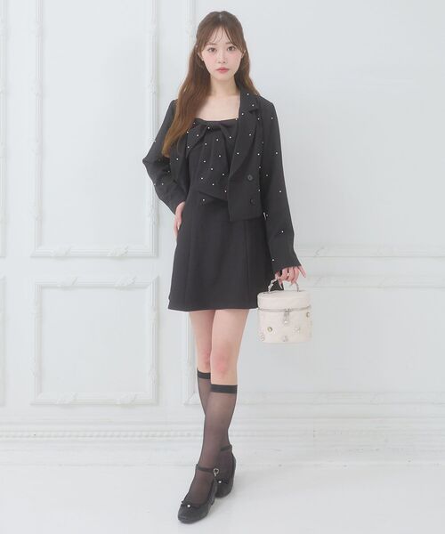 MAJESTIC LEGON(マジェスティックレゴン)の「キラメキリボンミニキャミワンピ(ワンピース・レディース・ブラック/グレー系その他/グレー・MEDIUM)」の9枚目の写真