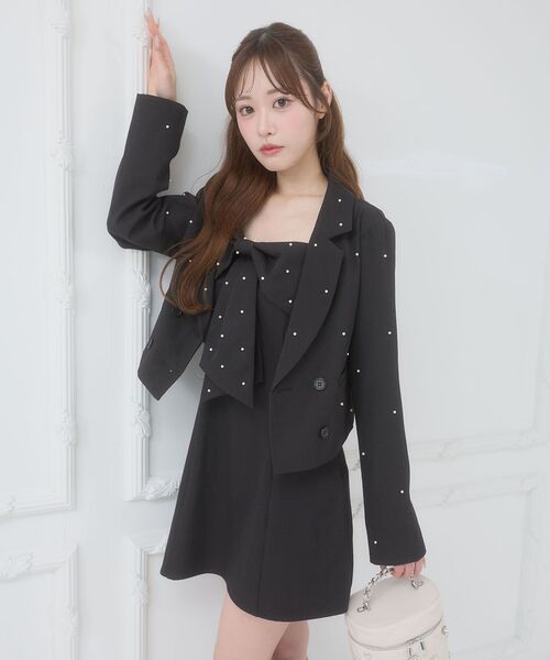 MAJESTIC LEGON(マジェスティックレゴン)の「キラメキリボンミニキャミワンピ(ワンピース・レディース・ブラック/グレー系その他/グレー・MEDIUM)」の10枚目の写真
