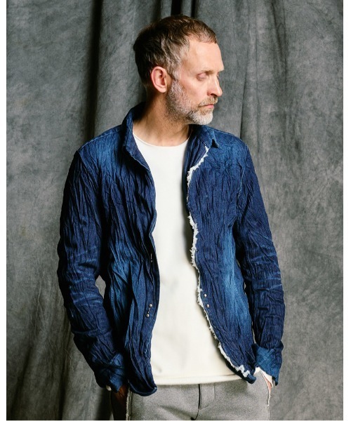wjk(ダヴルジェイケイ)の「2-hook denim shirt(シャツ/ブラウス・メンズ・ブラック/インディゴブルー・SMALL/MEDIUM/LARGE/X-LARGE)」の2枚目の写真