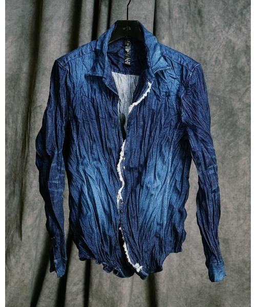 wjk(ダヴルジェイケイ)の「2-hook denim shirt(シャツ/ブラウス・メンズ・ブラック/インディゴブルー・SMALL/MEDIUM/LARGE/X-LARGE)」の3枚目の写真