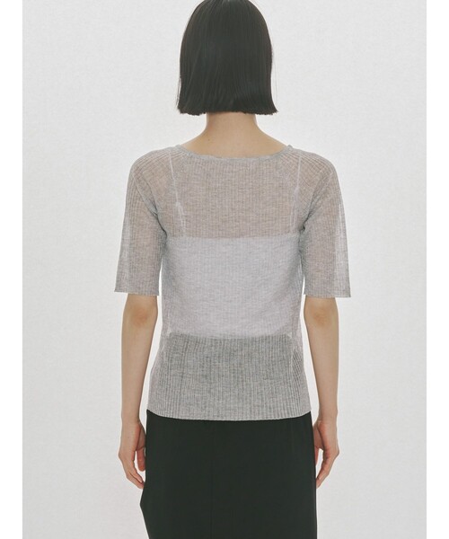 MIDIUMISOLID(ミディウミソリッド)の「MIDIUMISOLID for Ladies リブスクエアラウンドネックプルオーバー(ニット/セーター・レディース・ブラック/アイボリー/ライトグレー・FREE)」の12枚目の写真