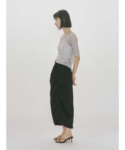 MIDIUMISOLID(ミディウミソリッド)の「MIDIUMISOLID for Ladies リブスクエアラウンドネックプルオーバー(ニット/セーター・レディース・ブラック/アイボリー/ライトグレー・FREE)」の9枚目の写真