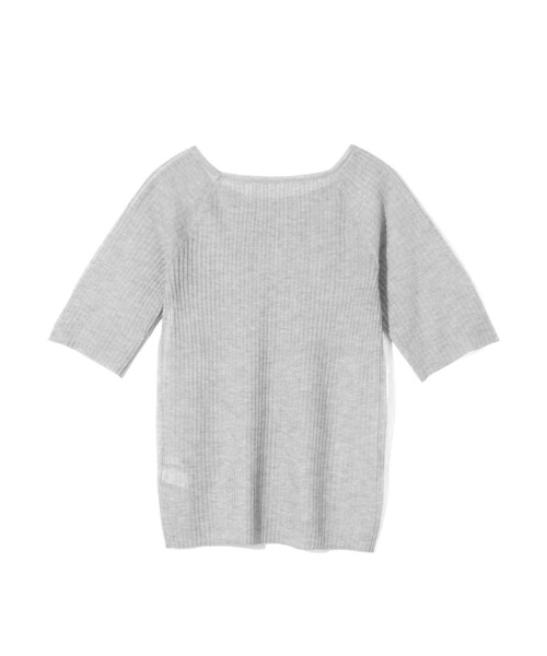MIDIUMISOLID(ミディウミソリッド)の「MIDIUMISOLID for Ladies リブスクエアラウンドネックプルオーバー(ニット/セーター・レディース・ブラック/アイボリー/ライトグレー・FREE)」の5枚目の写真