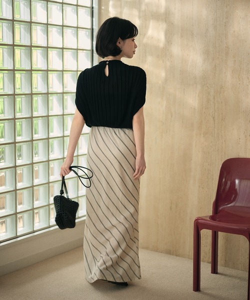 LAULEN(ローレン)の「cotton linen stripe long skirt /コットンリネンストライプ柄ロングスカート(スカート・レディース・ブラック/ベージュ・M/S)」の11枚目の写真