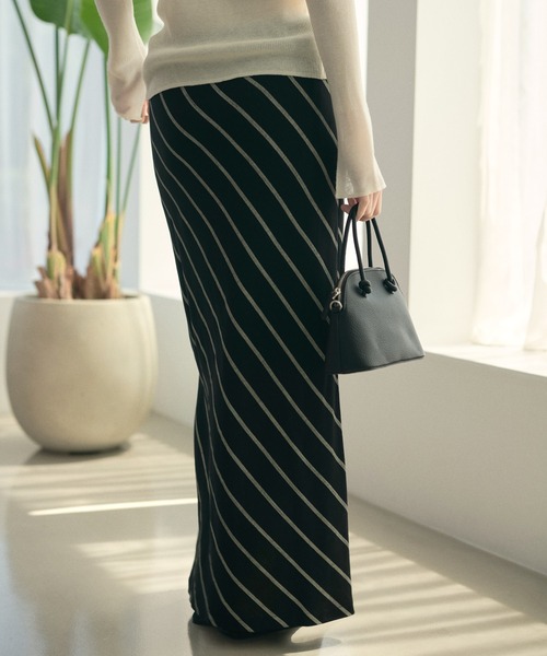 LAULEN(ローレン)の「cotton linen stripe long skirt /コットンリネンストライプ柄ロングスカート(スカート・レディース・ブラック/ベージュ・M/S)」の17枚目の写真