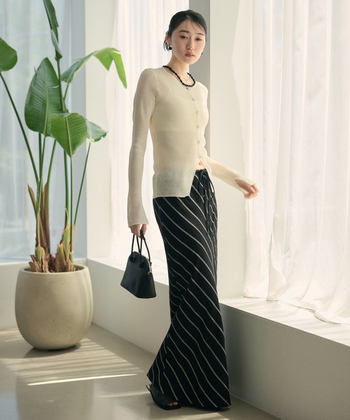 LAULEN(ローレン)の「cotton linen stripe long skirt /コットンリネンストライプ柄ロングスカート(スカート・レディース・ブラック/ベージュ・M/S)」の18枚目の写真